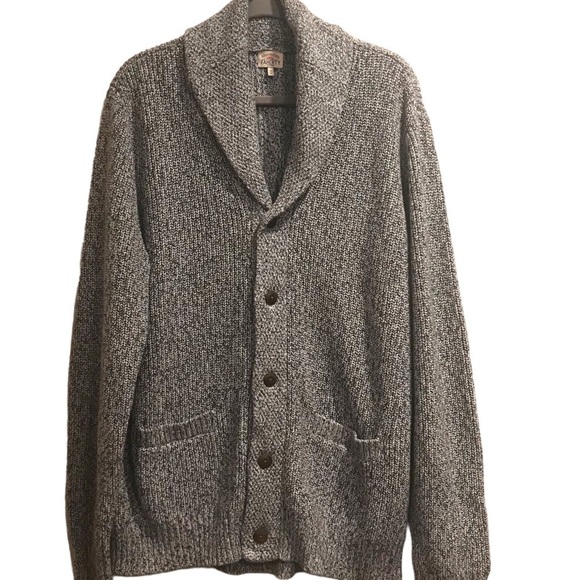 FAHERTY Marled Shawl Collar Cotton Button Knit Cardigan Mens Gray XLarge NWOT